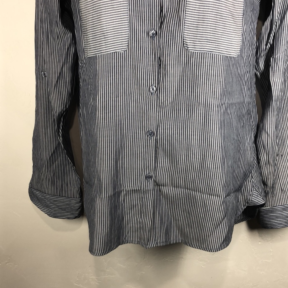 Express Blue And White Stripe Button Down Blouse … - image 3